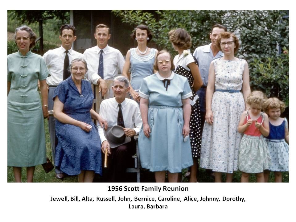 The 1956 reunion of John and Alta Scott's family